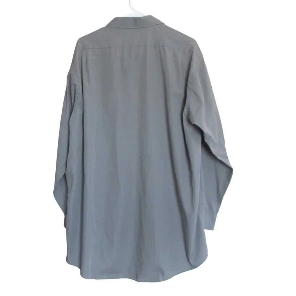 David Taylor Button Down Shirt Mens Size 17.5 34/35 Dark Gray Long Sleeve Collar